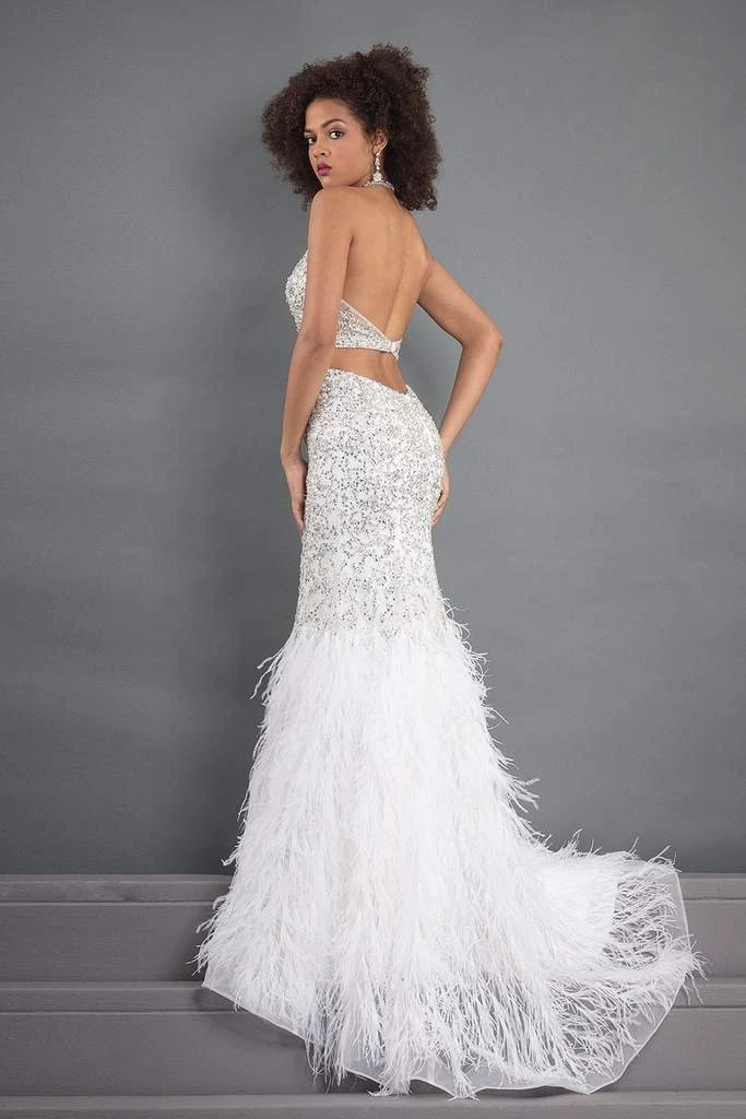 Rachel Allan Prima Donna - 5030 Feather-Fringed Cutout Long Gown Formal Gowns 4 Rachel Allan Prima Donna - 5030 Feather-Fringed Cutout Long Gown Formal Gowns
