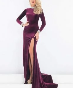 Formal Gowns Rachel Allan Prima Donna - 5031 Long Sleeve Beaded Velvet Gown 8 Formal Gowns Rachel Allan Prima Donna - 5031 Long Sleeve Beaded Velvet Gown