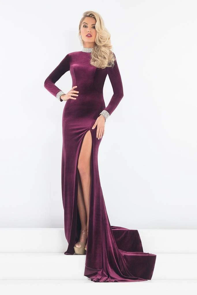 Formal Gowns Rachel Allan Prima Donna - 5031 Long Sleeve Beaded Velvet Gown 5 Formal Gowns Rachel Allan Prima Donna - 5031 Long Sleeve Beaded Velvet Gown