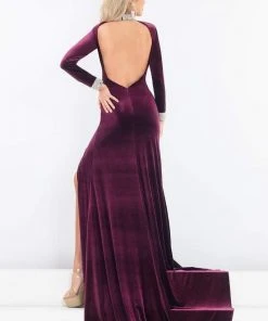 Formal Gowns Rachel Allan Prima Donna - 5031 Long Sleeve Beaded Velvet Gown 9 Formal Gowns Rachel Allan Prima Donna - 5031 Long Sleeve Beaded Velvet Gown