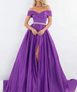 Formal Gowns Rachel Allan Prima Donna - 5047 Off-Shoulder Ballgown With Slit