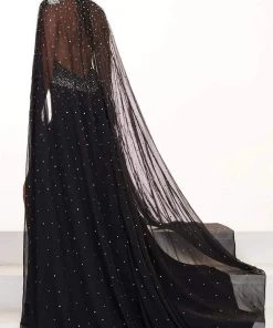 Formal Gowns Rachel Allan Prima Donna - 5060 Beaded Dress With Detachable Cape