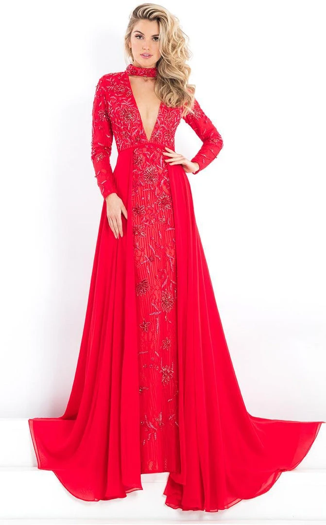 Rachel Allan Prima Donna - 5986 Long-Sleeve Choker Gown With Overskirt 3 Rachel Allan Prima Donna - 5986 Long-Sleeve Choker Gown With Overskirt