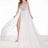 Rachel Allan Primadonna - 5075 Embellished Asymmetric Chiffon Dress Formal Gowns