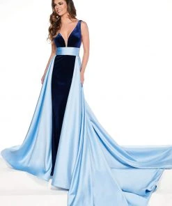 Rachel Allan Primadonna - 5076 Two Tone Deep V-neck Dress 5 Rachel Allan Primadonna - 5076 Two Tone Deep V-neck Dress