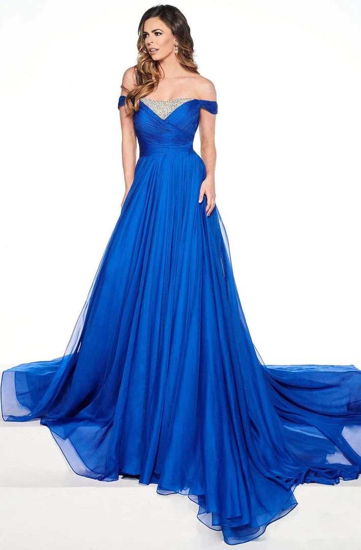 Rachel Allan Primadonna - 5080 Embellished Off-Shoulder Chiffon Dress 3 Rachel Allan Primadonna - 5080 Embellished Off-Shoulder Chiffon Dress