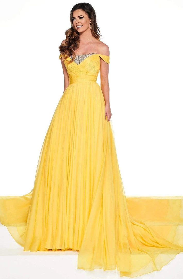 Rachel Allan Primadonna - 5080 Embellished Off-Shoulder Chiffon Dress 4 Rachel Allan Primadonna - 5080 Embellished Off-Shoulder Chiffon Dress