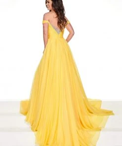 Rachel Allan Primadonna - 5080 Embellished Off-Shoulder Chiffon Dress 7 Rachel Allan Primadonna - 5080 Embellished Off-Shoulder Chiffon Dress