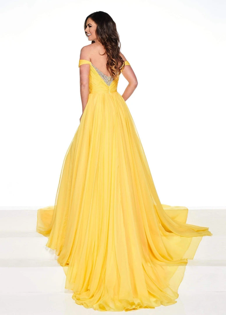 Rachel Allan Primadonna - 5080 Embellished Off-Shoulder Chiffon Dress 5 Rachel Allan Primadonna - 5080 Embellished Off-Shoulder Chiffon Dress