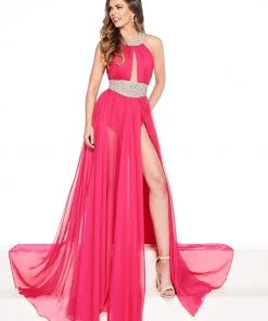 Rachel Allan Primadonna - 5090 Embellished Halter Chiffon A-line Dress 5 Rachel Allan Primadonna - 5090 Embellished Halter Chiffon A-line Dress
