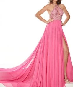 Rachel Allan Primadonna - 5096 Halter Embellished Bodice A-Line Dress