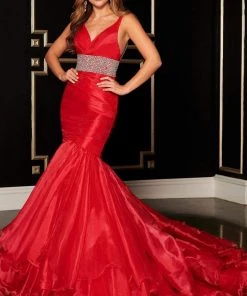 Rachel Allan Primadonna - 5108 V-Neckline Embellished Mermaid Dress Formal Gowns