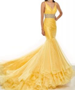 Rachel Allan Primadonna - 5108 V-Neckline Embellished Mermaid Dress Formal Gowns