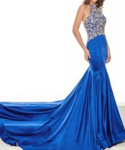 Rachel Allan Primadonna - 5114 High-Neck Embellished Trumpet Dress