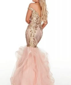 Rachel Allan Prom - 7004 Off Shoulder Sequined Mermaid Gown 9 Rachel Allan Prom - 7004 Off Shoulder Sequined Mermaid Gown
