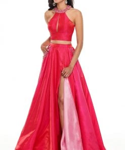 Rachel Allan Prom - 7009 Two Piece Beaded Halter Ballgown