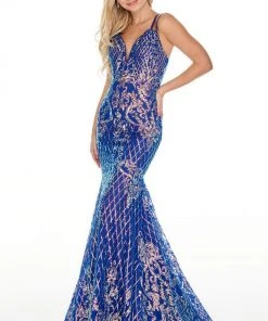 Rachel Allan Prom - 7010 Sequined V-Neck Mermaid Gown
