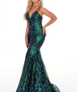 Rachel Allan Prom - 7010 Sequined V-Neck Mermaid Gown