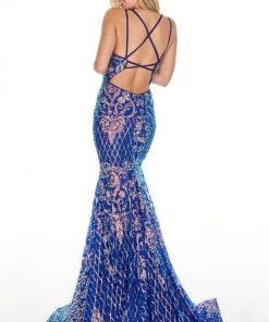 Rachel Allan Prom - 7010 Sequined V-Neck Mermaid Gown