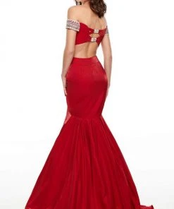 Rachel Allan Prom - 7016 Embellished Deep Off-Shoulder Mermaid Dress