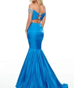 Rachel Allan Prom - 7016 Embellished Deep Off-Shoulder Mermaid Dress