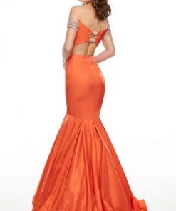 Rachel Allan Prom - 7016 Embellished Deep Off-Shoulder Mermaid Dress
