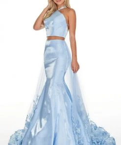 Rachel Allan Prom - 7017 Two Piece Halter Mermaid Dress With Overlay Formal Gowns