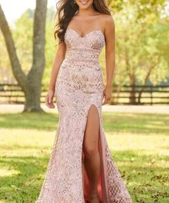 Rachel Allan Prom - 7020 Sequin Embroidered Strapless Gown 10 Rachel Allan Prom - 7020 Sequin Embroidered Strapless Gown
