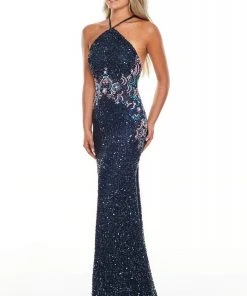 Rachel Allan Prom - 7024 Halter Embellished Allover Sheath Dress