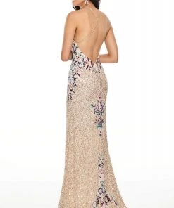 Rachel Allan Prom - 7024 Halter Embellished Allover Sheath Dress