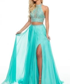 Formal Gowns Rachel Allan Prom - 7034 Two Piece Embellished A-Line Gown
