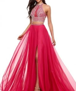 Formal Gowns Rachel Allan Prom - 7034 Two Piece Embellished A-Line Gown