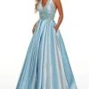 Rachel Allan Prom - 7037 Beaded Deep Halter V-Neck Ballgown