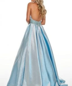Rachel Allan Prom - 7037 Beaded Deep Halter V-Neck Ballgown