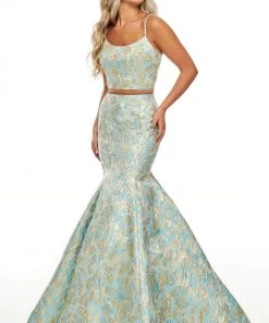 Rachel Allan Prom - 7050 Two Piece Beaded Brocade Mermaid Dress Formal Gowns