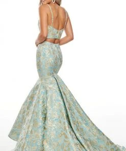 Rachel Allan Prom - 7050 Two Piece Beaded Brocade Mermaid Dress Formal Gowns