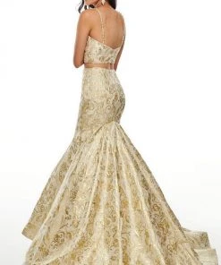 Rachel Allan Prom - 7050 Two Piece Beaded Brocade Mermaid Dress Formal Gowns