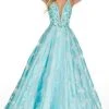 Rachel Allan Prom - 7058 Floral Beaded Organza A-Line Gown