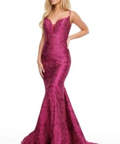 Rachel Allan Prom - 7068 Strappy Jacquard Mermaid Dress Formal Gowns