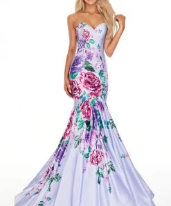 Rachel Allan Prom - 7073 Sweetheart Floral Printed Trumpet Dress