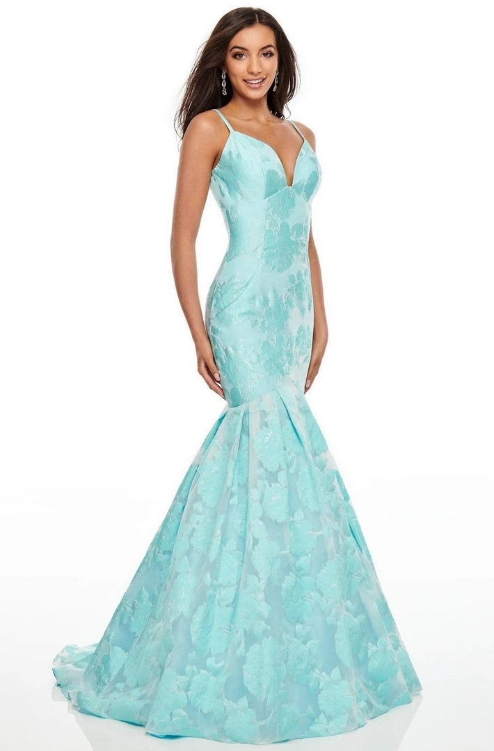 Rachel Allan Prom - 7087 Plunging Organza Jacquard Mermaid Gown 3 Rachel Allan Prom - 7087 Plunging Organza Jacquard Mermaid Gown