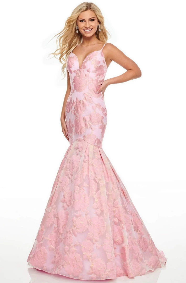 Rachel Allan Prom - 7087 Plunging Organza Jacquard Mermaid Gown 5 Rachel Allan Prom - 7087 Plunging Organza Jacquard Mermaid Gown