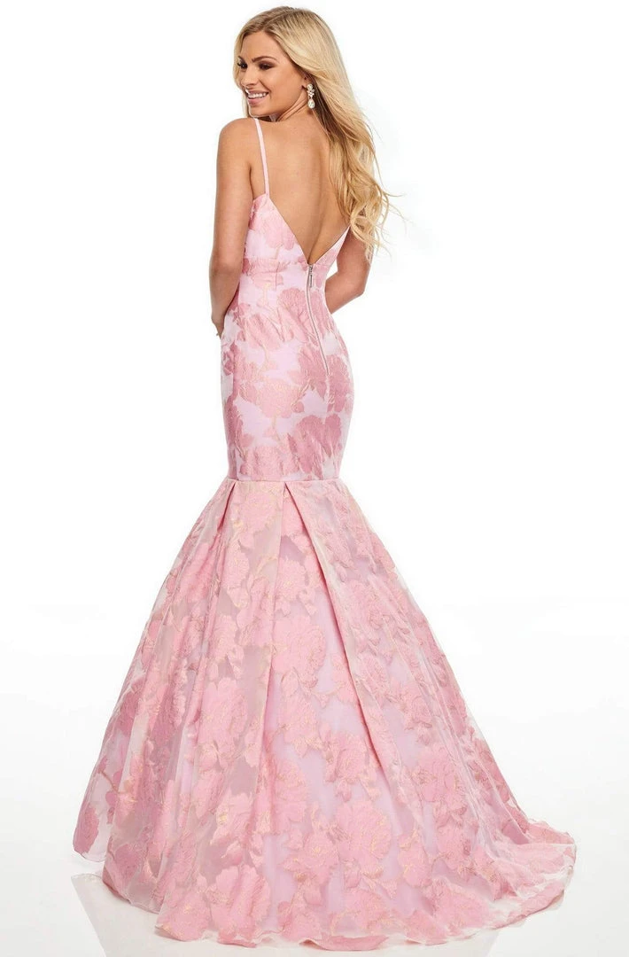 Rachel Allan Prom - 7087 Plunging Organza Jacquard Mermaid Gown 6 Rachel Allan Prom - 7087 Plunging Organza Jacquard Mermaid Gown