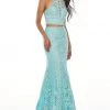 Rachel Allan Prom - 7088 Two Piece Embroidered Halter Trumpet Dress