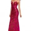 Rachel Allan Prom - 7093 Sequined Deep V-Neck Trumpet Dress