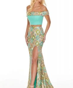 Rachel Allan Prom - 7101 Two-Piece Off-Shoulder Sequined Sheath Dress