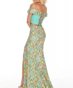 Rachel Allan Prom - 7101 Two-Piece Off-Shoulder Sequined Sheath Dress 7 Rachel Allan Prom - 7101 Two-Piece Off-Shoulder Sequined Sheath Dress