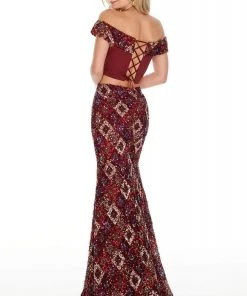 Rachel Allan Prom - 7101 Two-Piece Off-Shoulder Sequined Sheath Dress 9 Rachel Allan Prom - 7101 Two-Piece Off-Shoulder Sequined Sheath Dress