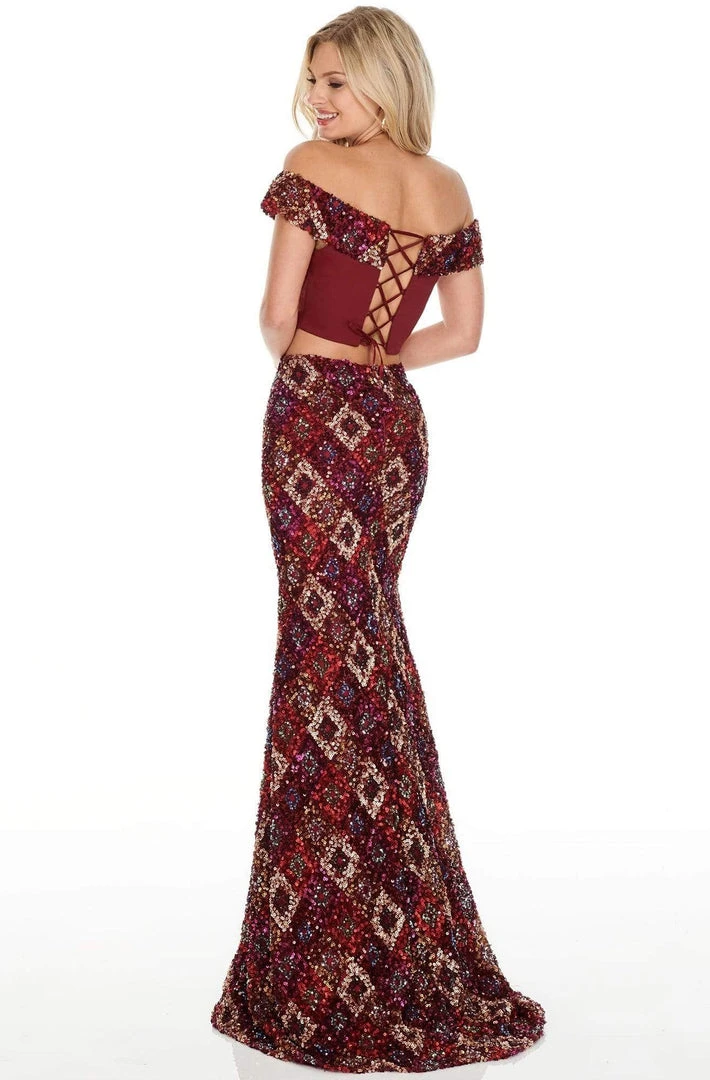 Rachel Allan Prom - 7101 Two-Piece Off-Shoulder Sequined Sheath Dress 6 Rachel Allan Prom - 7101 Two-Piece Off-Shoulder Sequined Sheath Dress