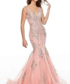 Rachel Allan Prom - 7103 Beaded V-Neck Mermaid Dress